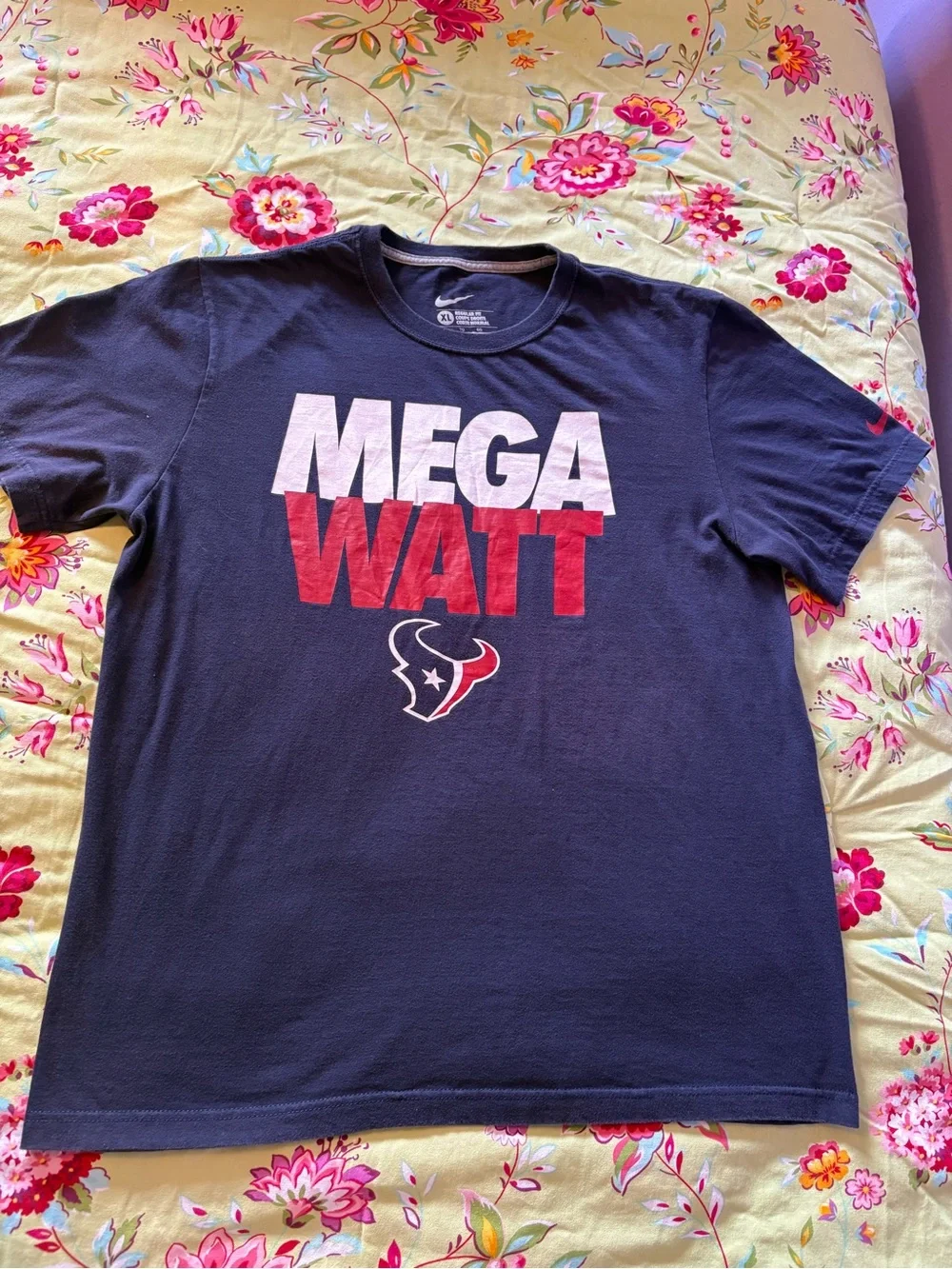 Houston Texans x Nike regular fit Mega Watt navy tee size mens XL 29x24 EUC